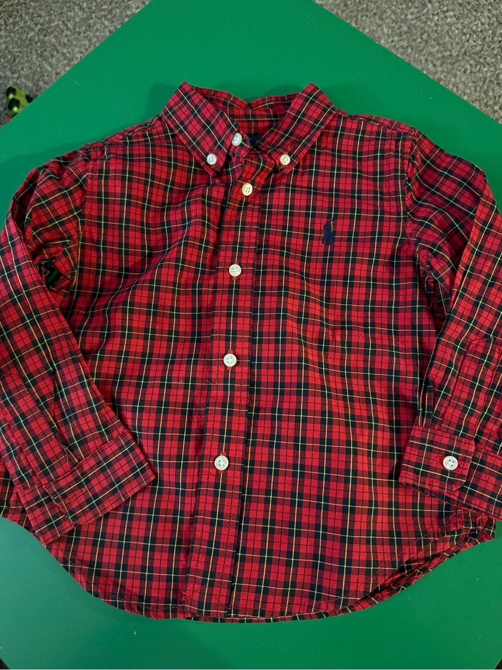 Ralph Lauren Red and Black Plaid Button-Down Shirt for Kids